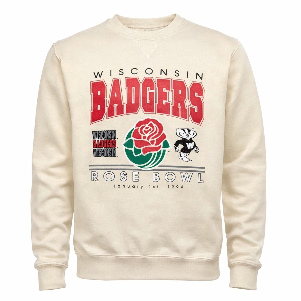Vintage Wisconsin Badgers Rose Bowl 1994 Crewneck Sweatshirt Cream NCAA Women Sm